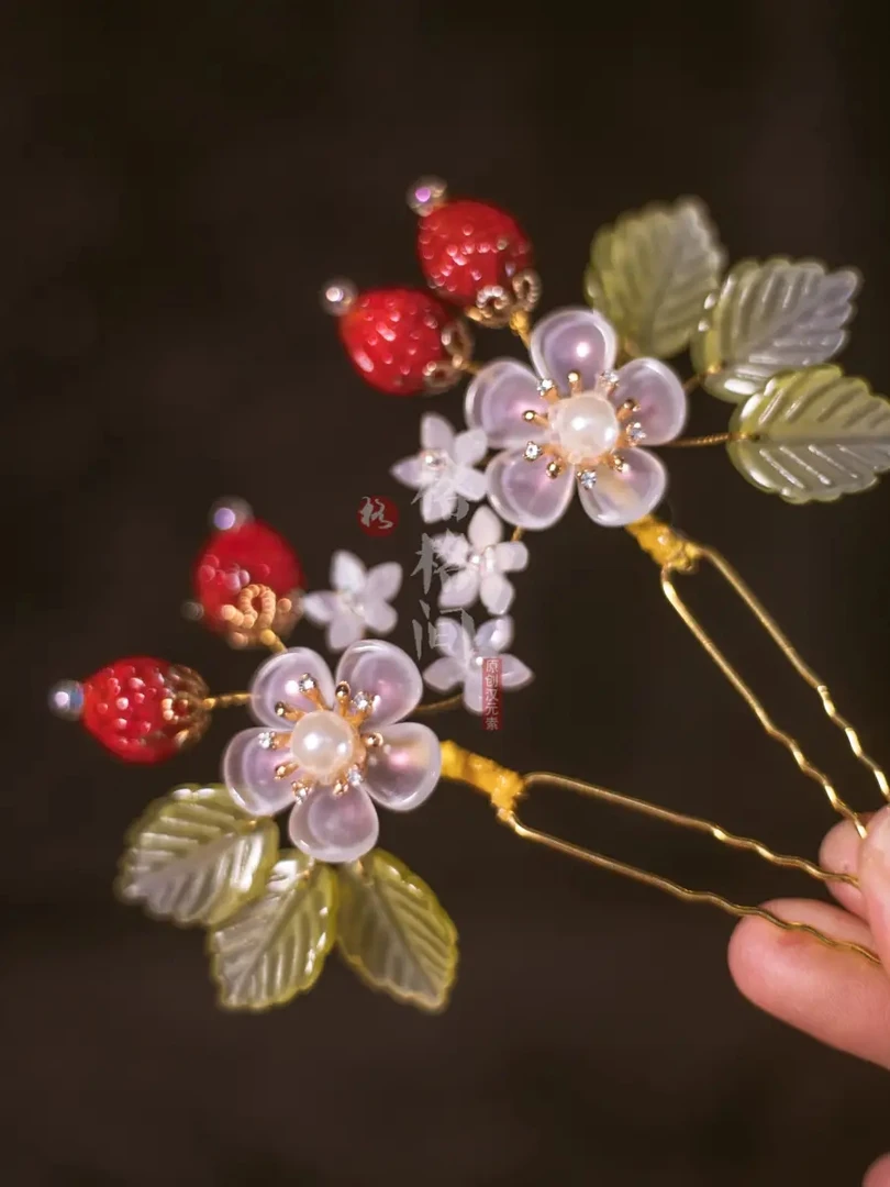 格格间原创【草莓多多】汉服配饰发饰公主仙女u钗头饰古风百搭