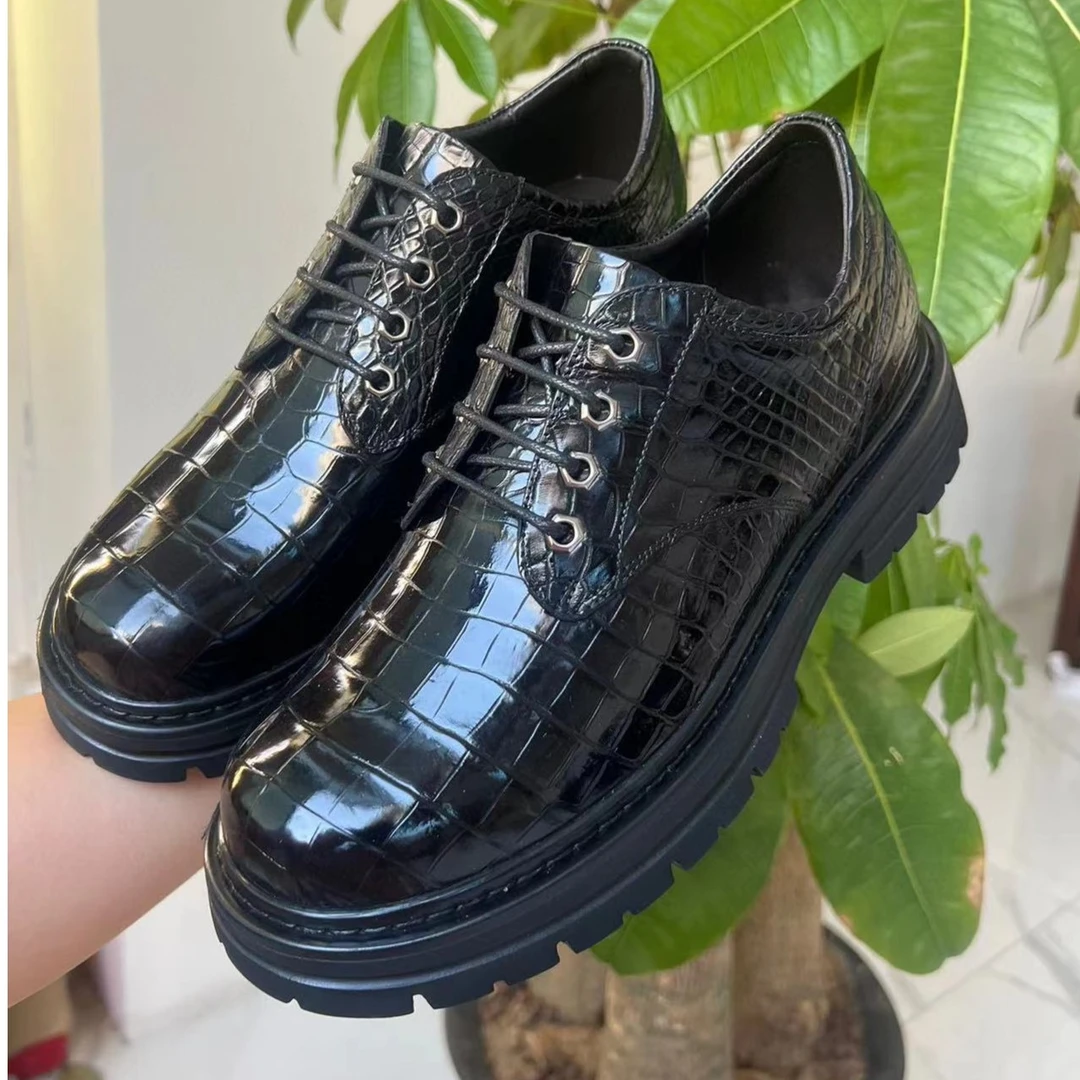 鳄小渔 鳄鱼皮 英伦皮鞋男士大头正装英伦风（大头鞋）1
