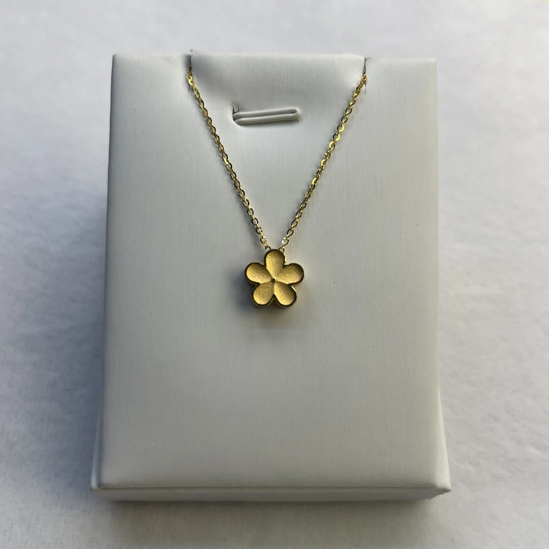 纯万福黄金 足金5G工艺 磨砂小花套链 吊坠 黄金按克卖