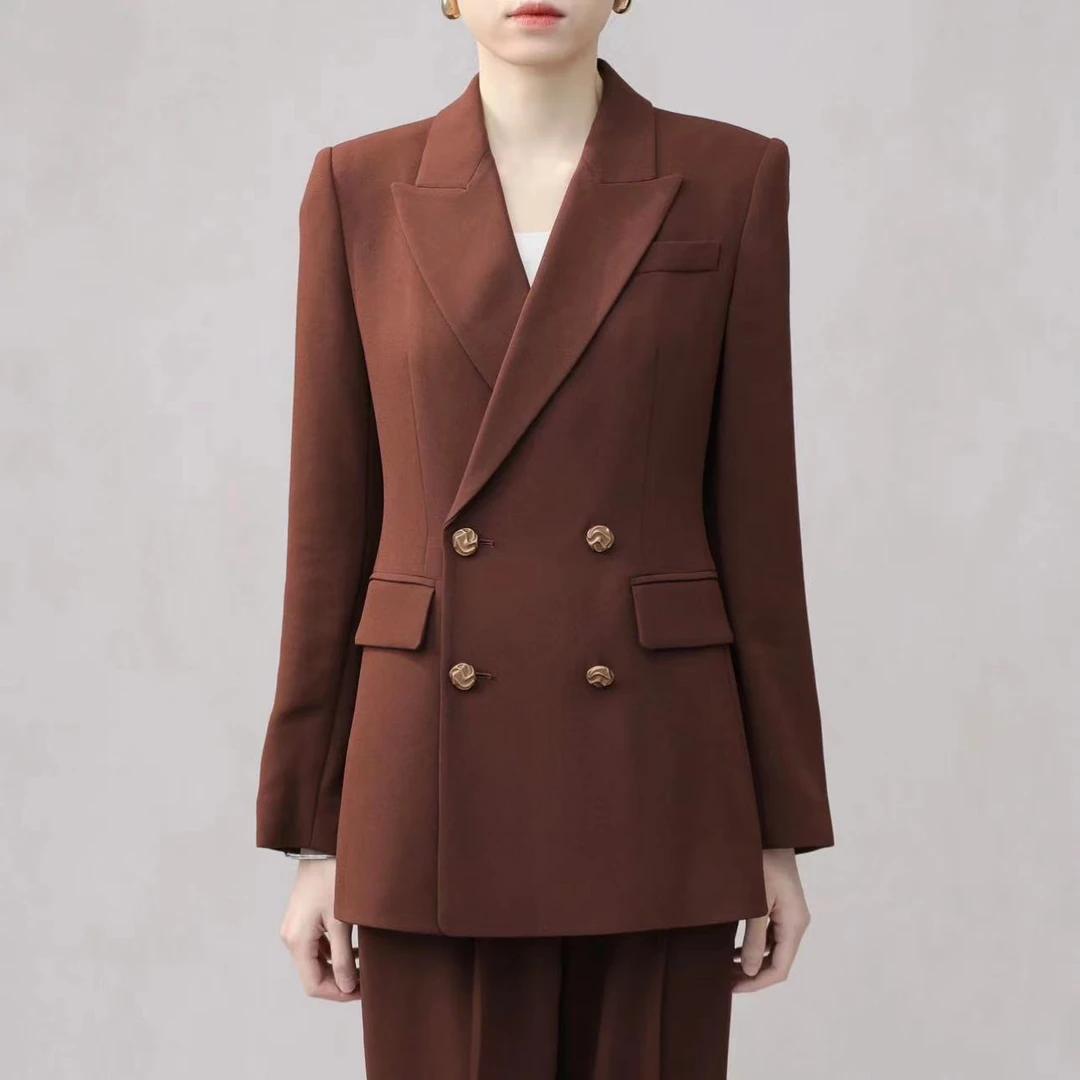 AMASS/阿玛施风感波粒气质设计师款轻奢简约双排扣西服5400773