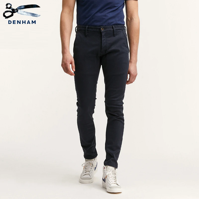 DENHAM男士休闲时尚蓝色微锥弹力FREEMOVE修身休闲裤YORK