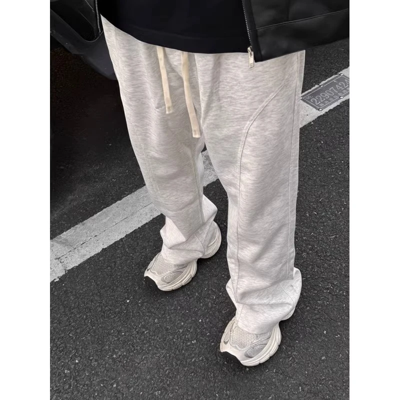 HandSeven斜切弯刀休闲裤男冬季潮牌高级感直筒裤子宽松运动卫裤