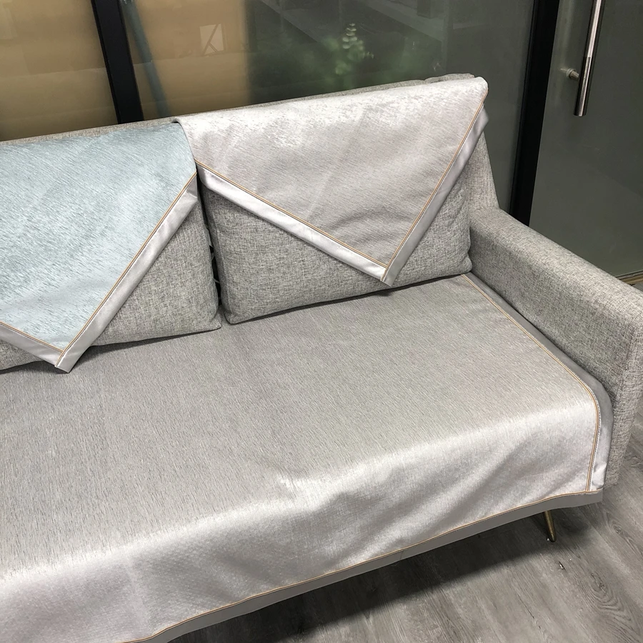 【雪尼尔素色包边】组合沙发垫 四季通用 防滑坐垫简约纯色沙发垫