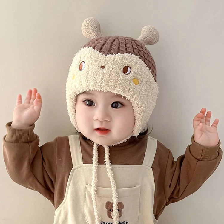Fnm宝宝帽子秋冬款婴儿可爱毛线帽冬天男女儿童保暖护耳帽小童针