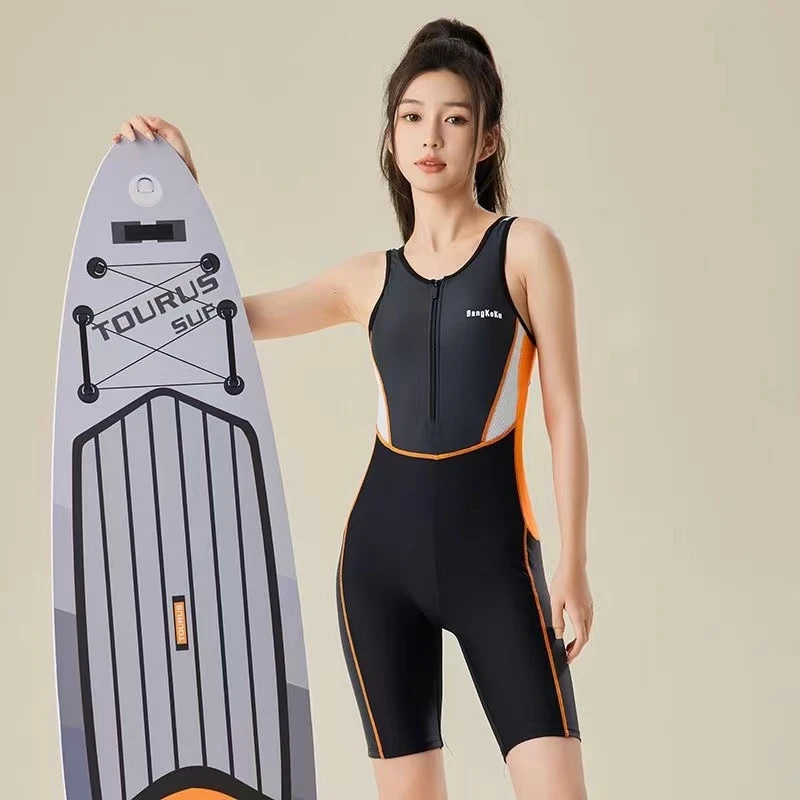 {三宝860}夏季新款五分裤专业竞速潜水服显瘦加肥加大连体女款