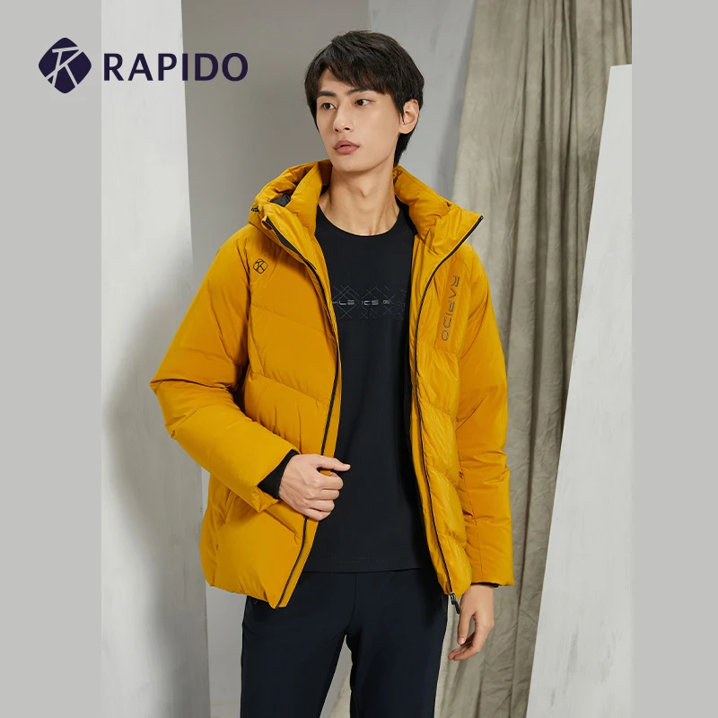 RAPIDO睿必度冬季新男子休闲保暖印花连帽鹅绒羽绒服CN3938X03