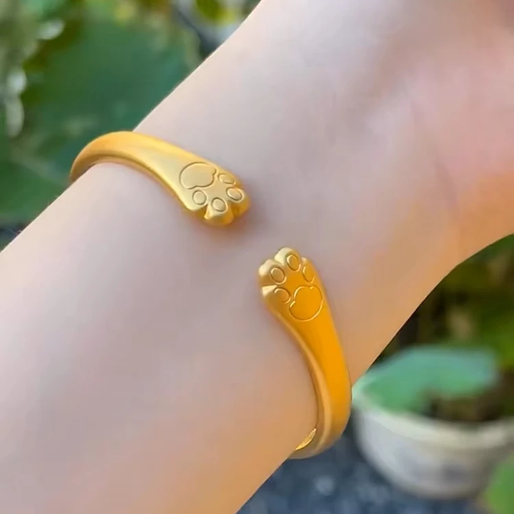 铜合金手镯 猫爪时尚百搭气质简约开口可调节手镯
