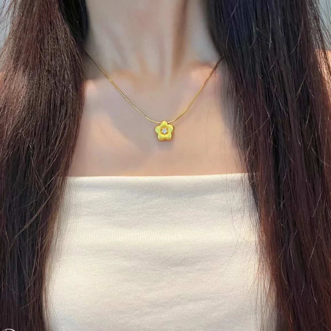 钛钢项链 一朵小花项链