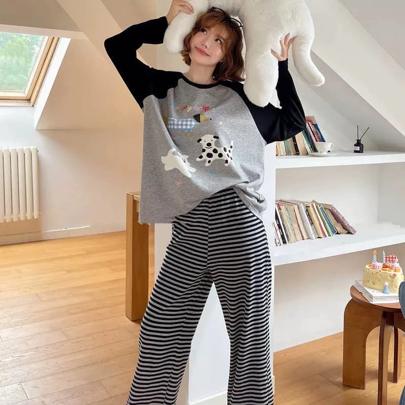 【带胸垫】睡衣女2024套头可爱小狗家居服套装