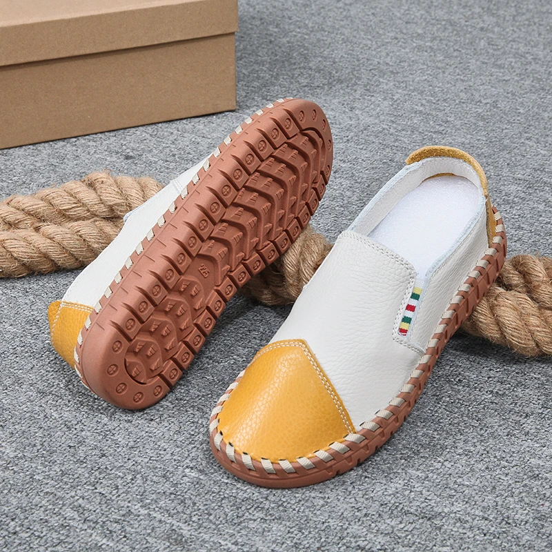 夏季全真皮软底轻便舒适透气散步女鞋软底百搭手工皮鞋