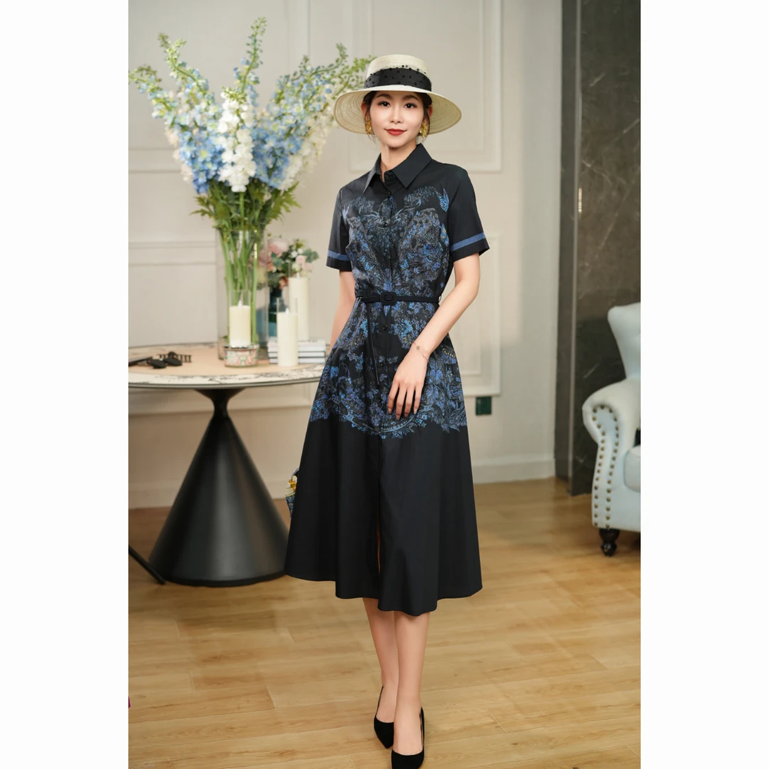 ZOUMO/邹茉“仲夏夜的梦”显瘦气质时尚立领印花法式优雅女装连衣裙