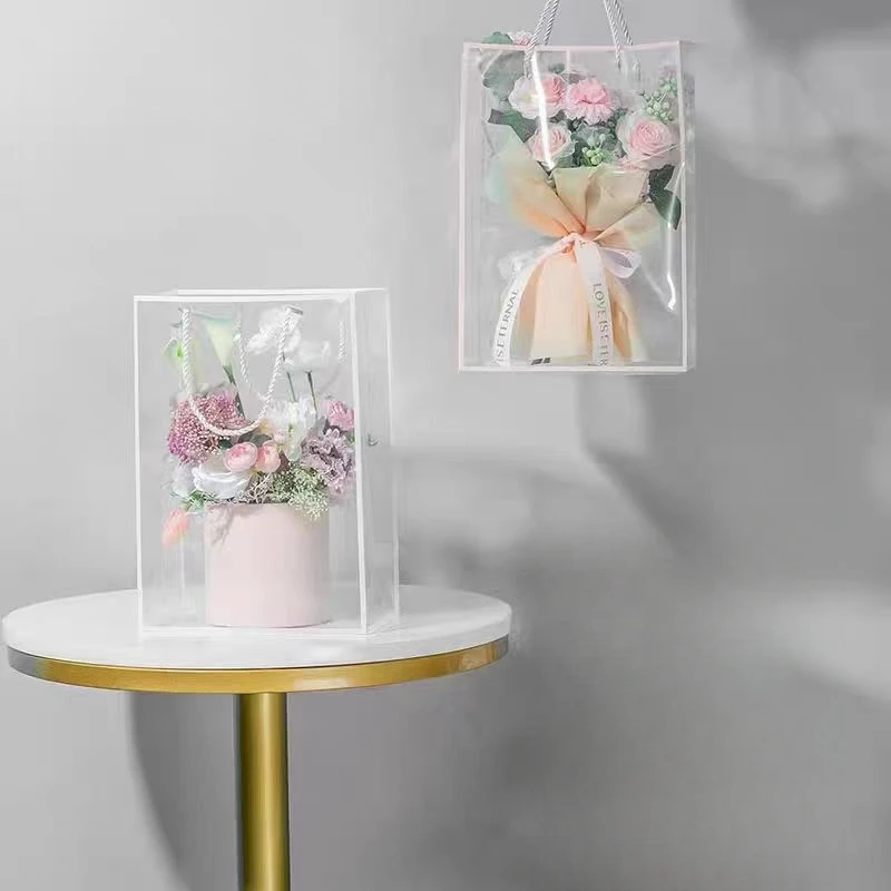 【1帮1】情人节520透明伴手礼袋鲜花手提袋橱窗袋花店花艺包装材料