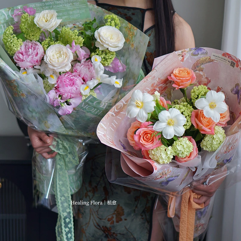 【1帮1】10包LOVE油画风艺术纸鲜花包装纸手工花材料花店资材批发