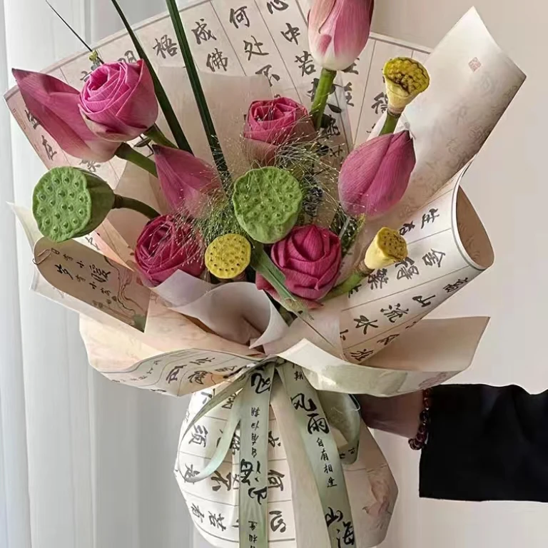 【1帮1】复古书法木棉纸网红防水耐柔款绿色花店花艺古风花束包装纸