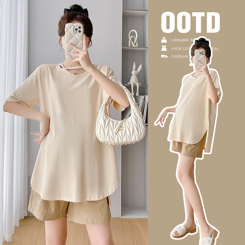 孕妇上衣外穿洋气时尚夏季薄款短袖T恤宽松遮肚休闲减龄夏打底衫