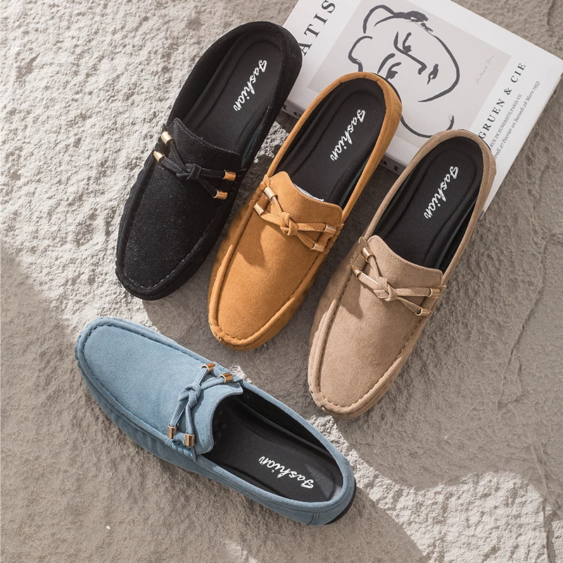 2025年新款男士秋季反绒豆豆鞋休闲潮流磨砂乐福鞋英伦软底驾车鞋