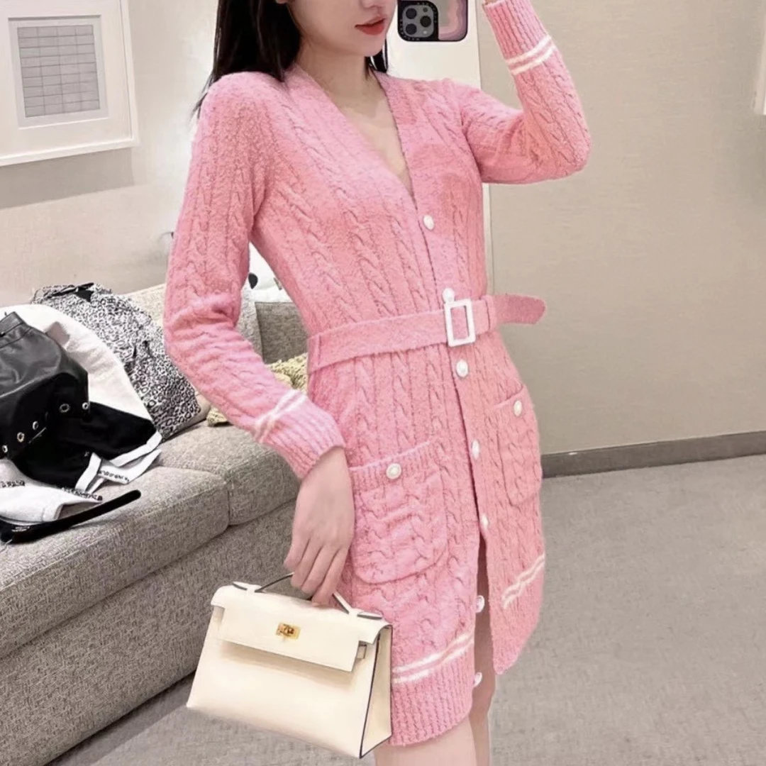 99新 Chanel/香奈儿 38码 22P 粉色 针织 开衫