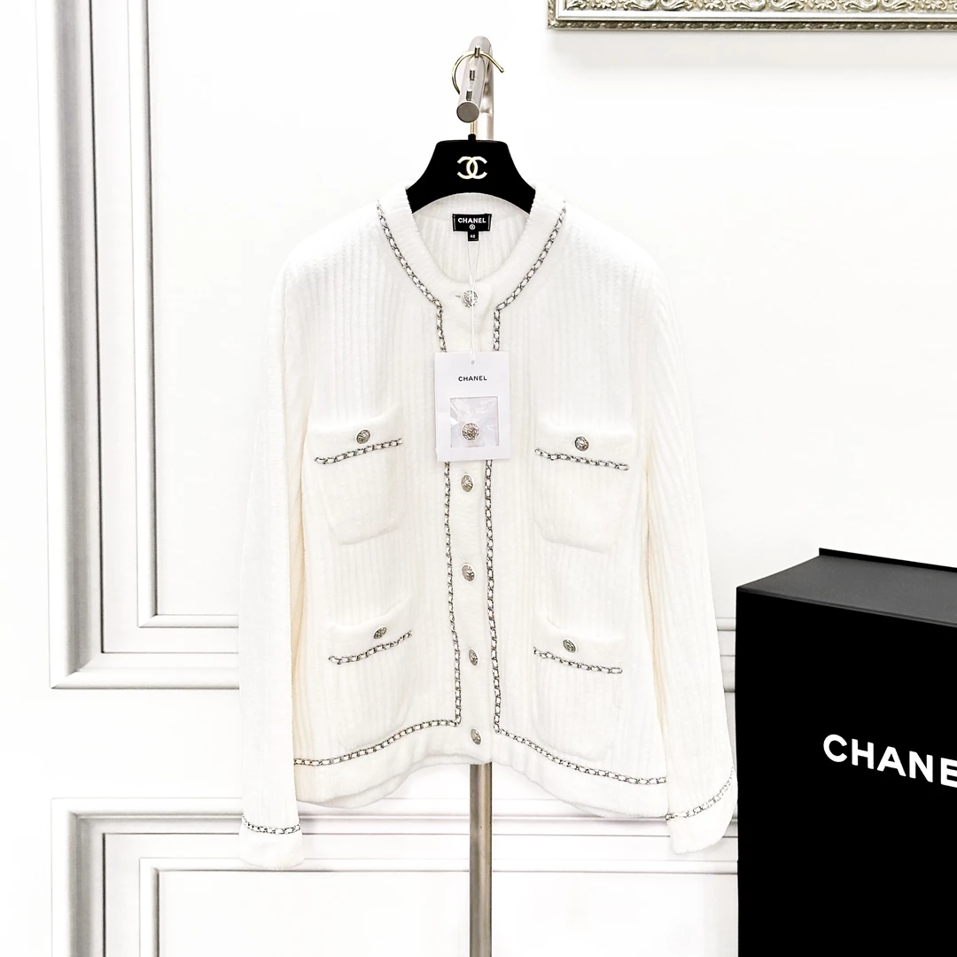 99新 Chanel/香奈儿 40码 白色 链条边 四口袋 外套
