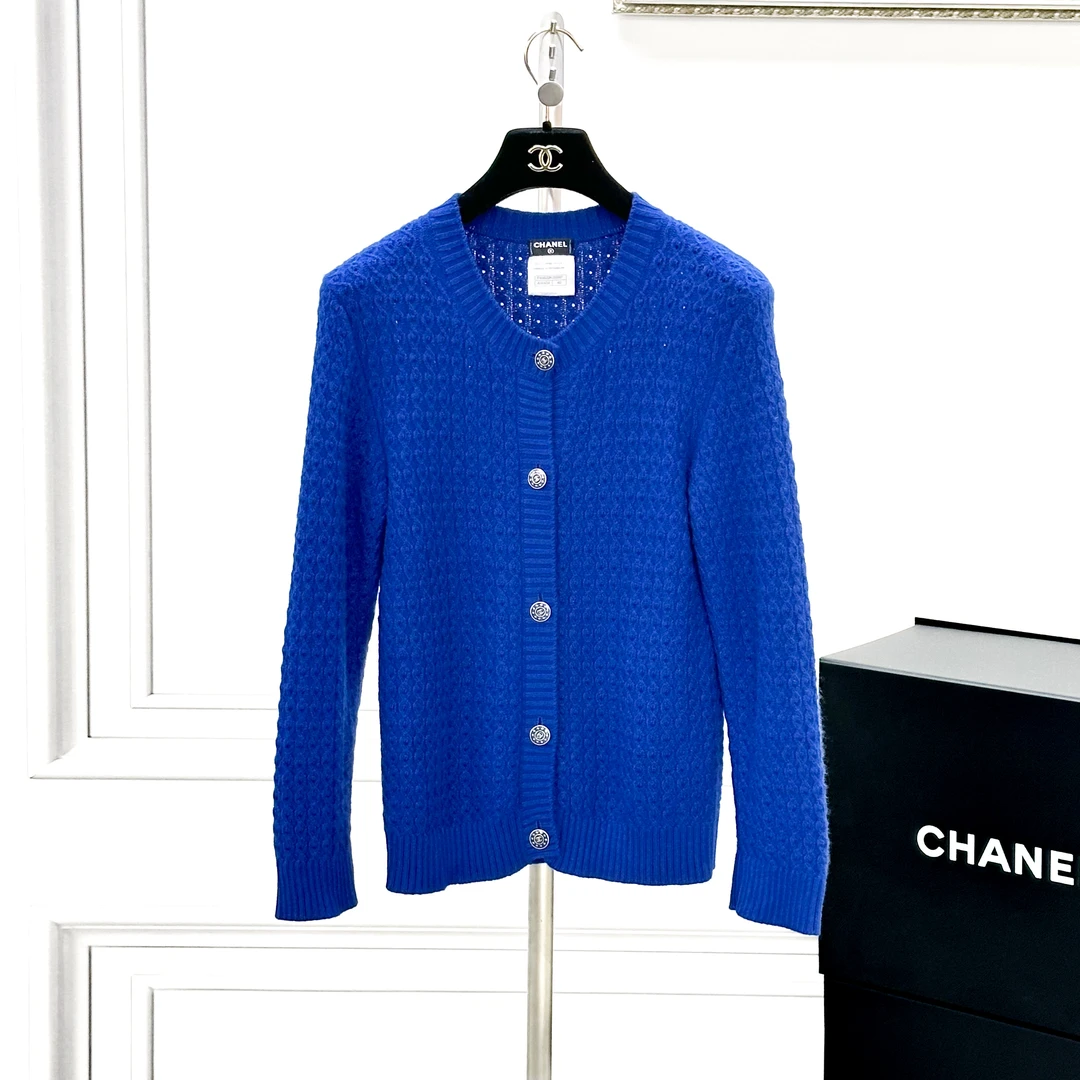 99新 Chanel/香奈儿 40码 深蓝色 圆领 长袖 针织开衫