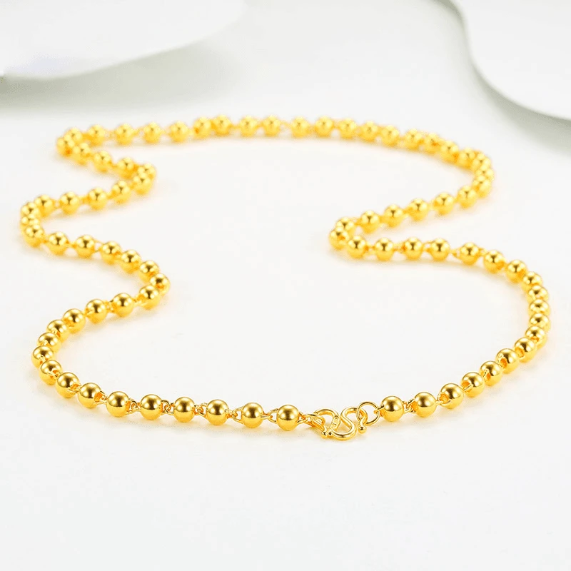 链子足银 光珠链卡2m时尚圆珠项链经典佛珠链圆润光珠男女百搭