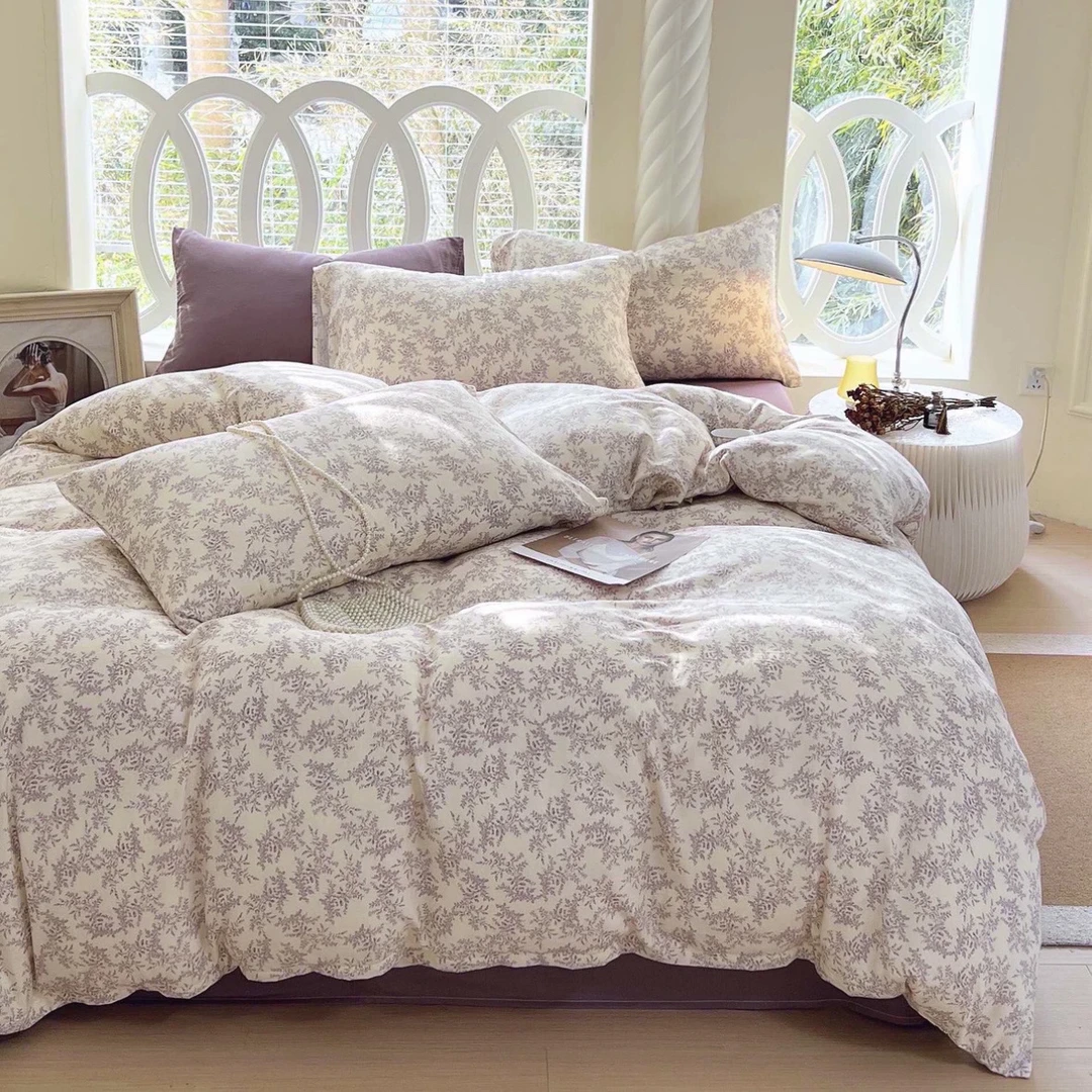 100%四季款纯棉精梳棉单被套1.5米被套单人双人被罩田园四季（鹿）