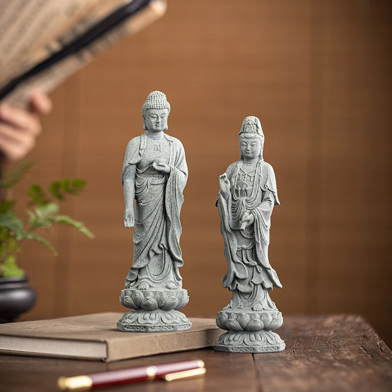 国潮如来观音佛像摆件祝福大势至菩萨鱼缸造景家居客厅桌面装饰品