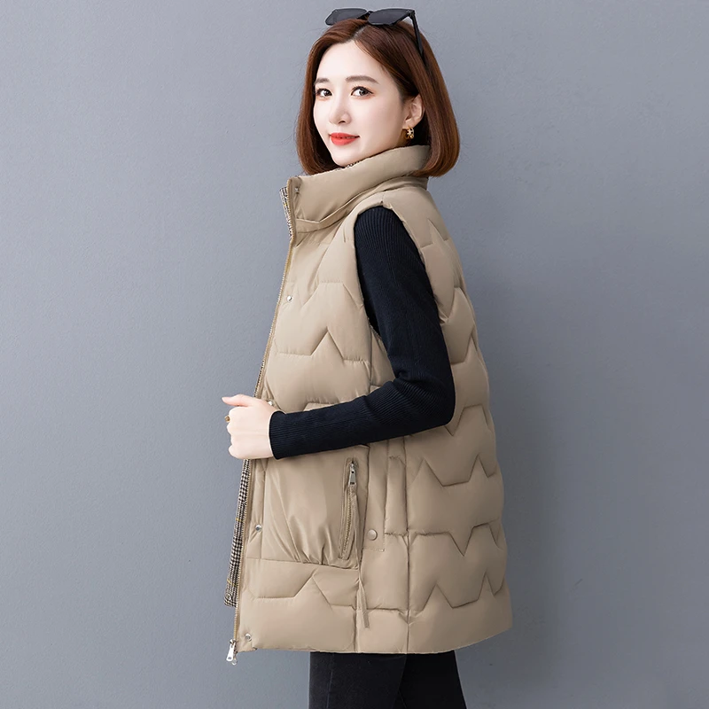 棉马甲女妈妈装时尚显瘦马夹胖mm特大码中老年女士坎肩秋冬