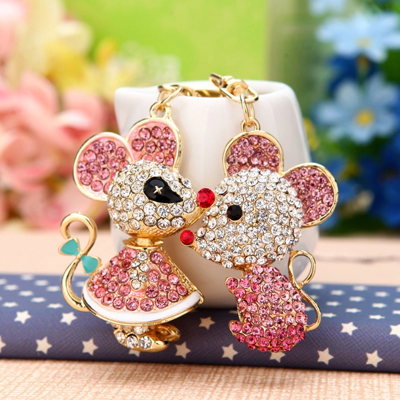 镶钻小老鼠情侣钥匙扣B076