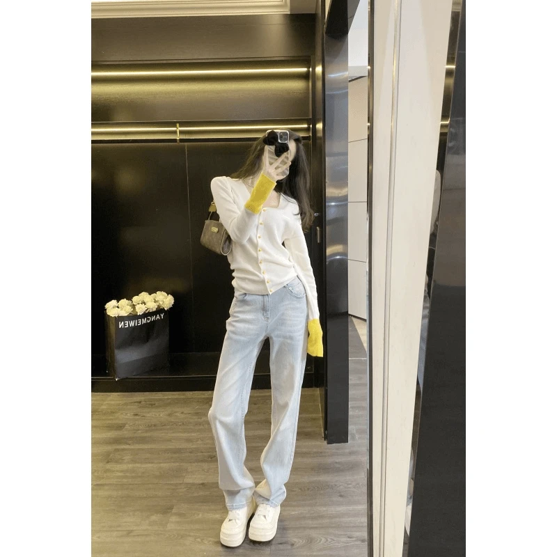 【现货】针织开衫2024新款设计感小众宽松显瘦拼色长袖薄款上衣