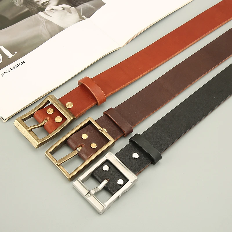 特厚加厚美鞍皮带头层牛皮腰带男士复古休闲商务百搭简约时尚裤带