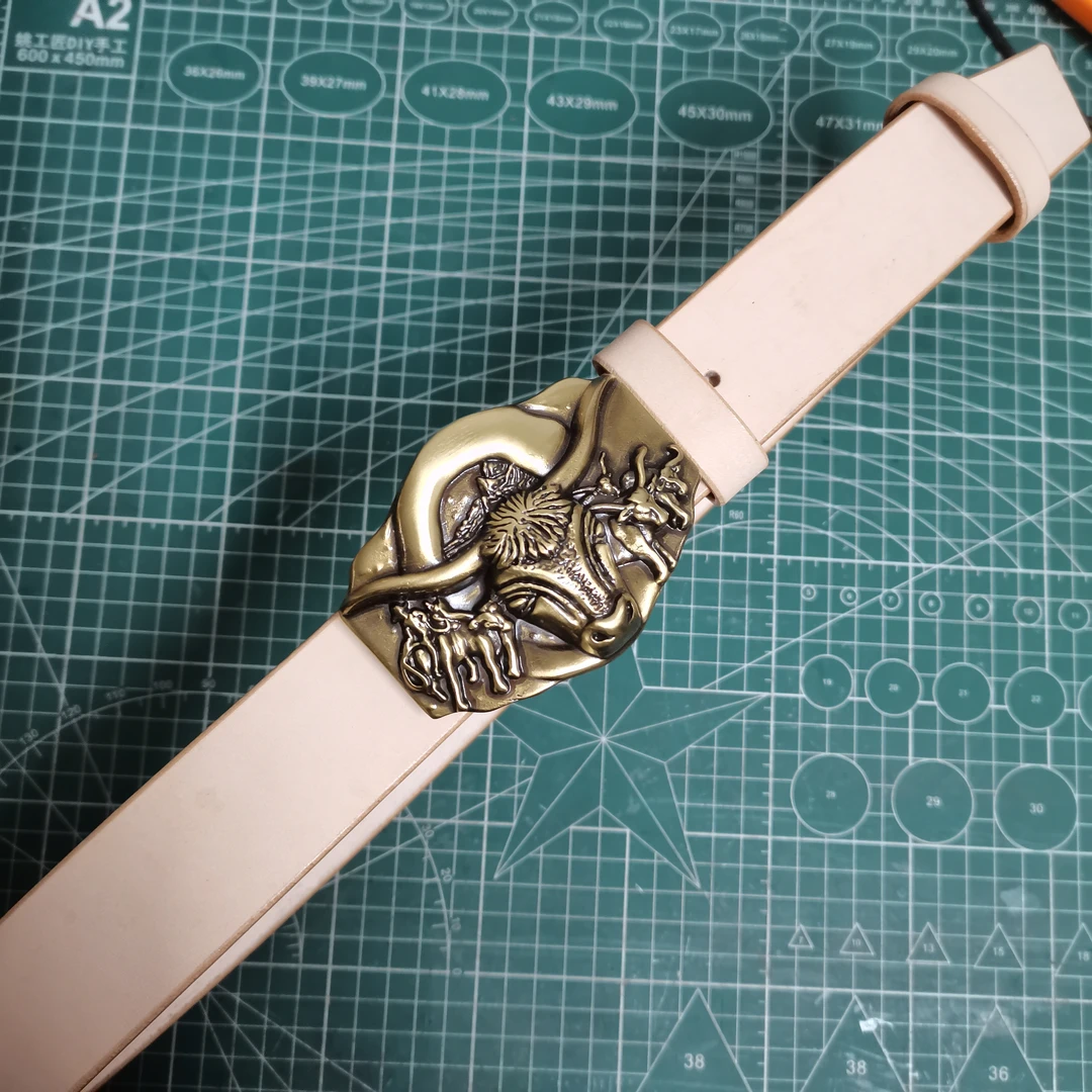 超厚美鞍真牛皮皮带男士腰带潮流个性裤腰带5.5厚4.0宽手工皮带