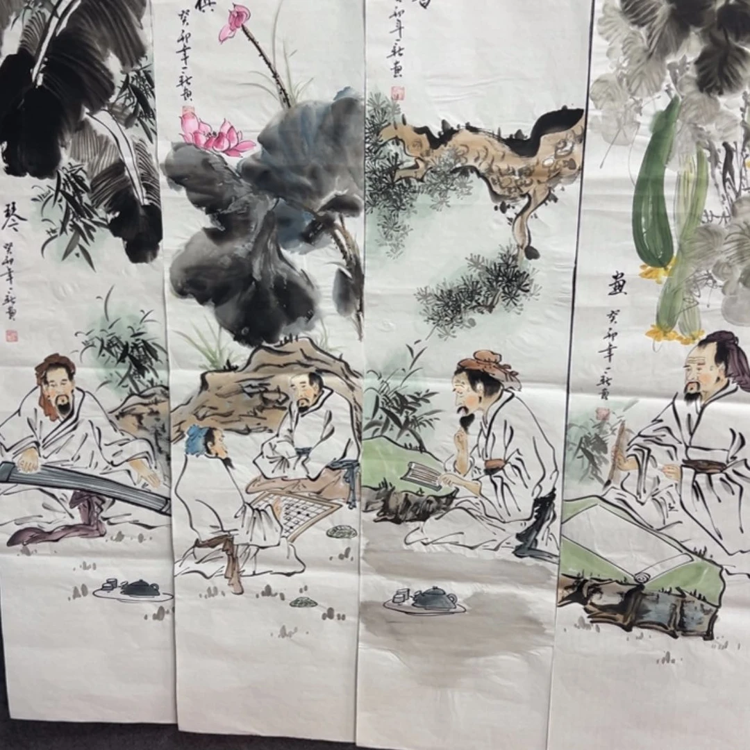 【闪购商品】绘画三*四条屏