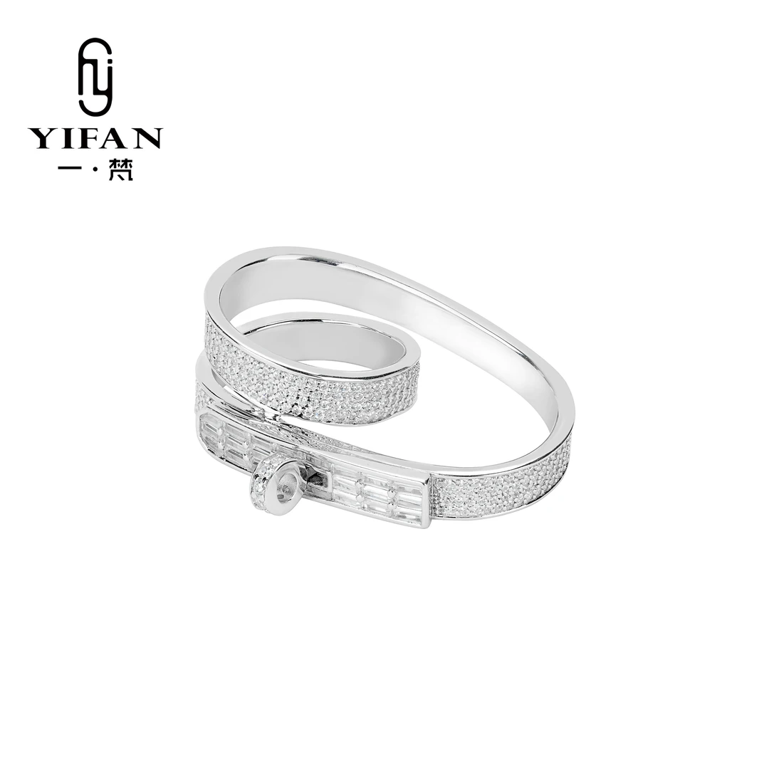 YIFAN一·梵 925银合成锆石戒指 时尚白色双指戒指-BSMZSZJ-1362