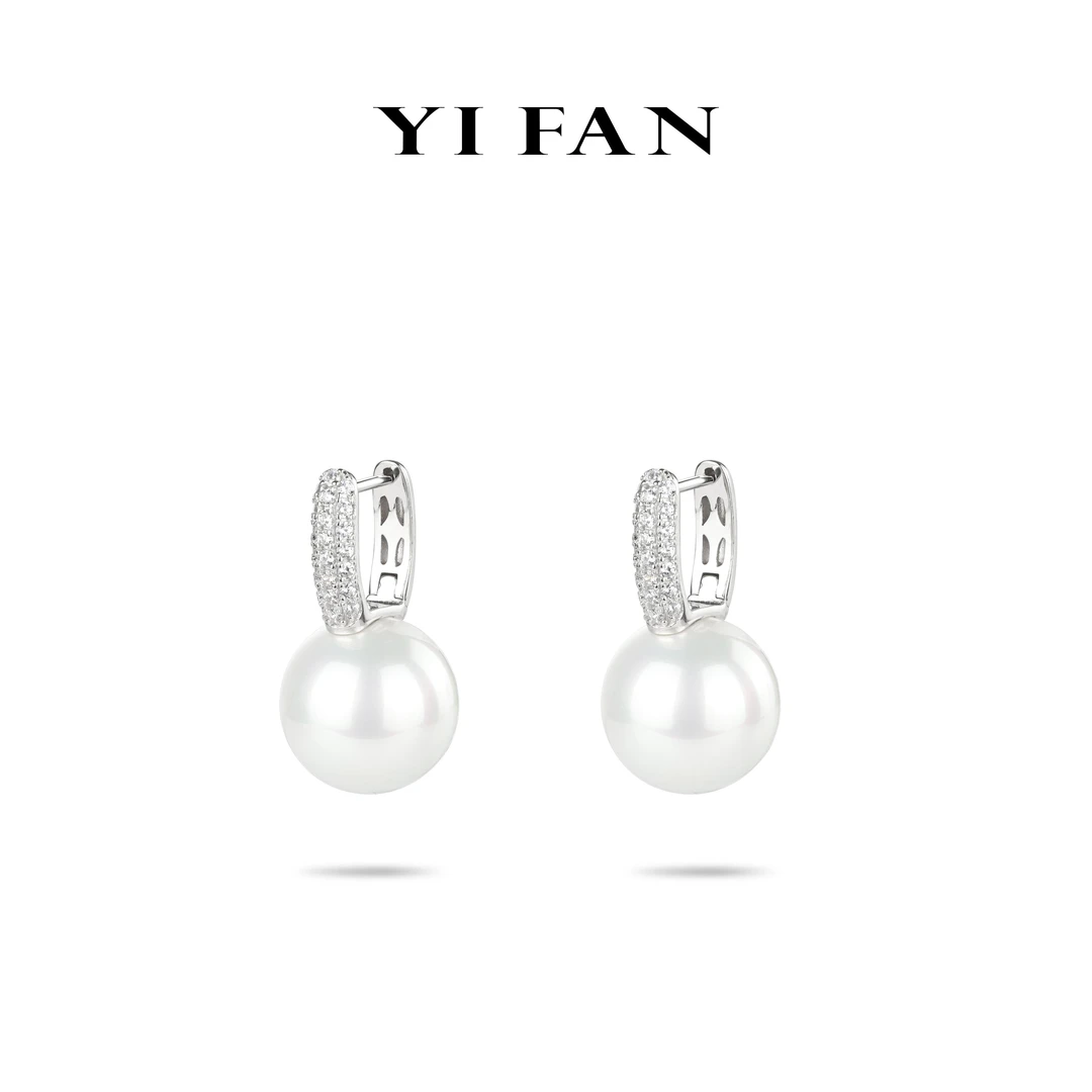 YIFAN一·梵 925银合成锆石耳饰 3177-百搭白贝珠高级轻奢耳扣耳环