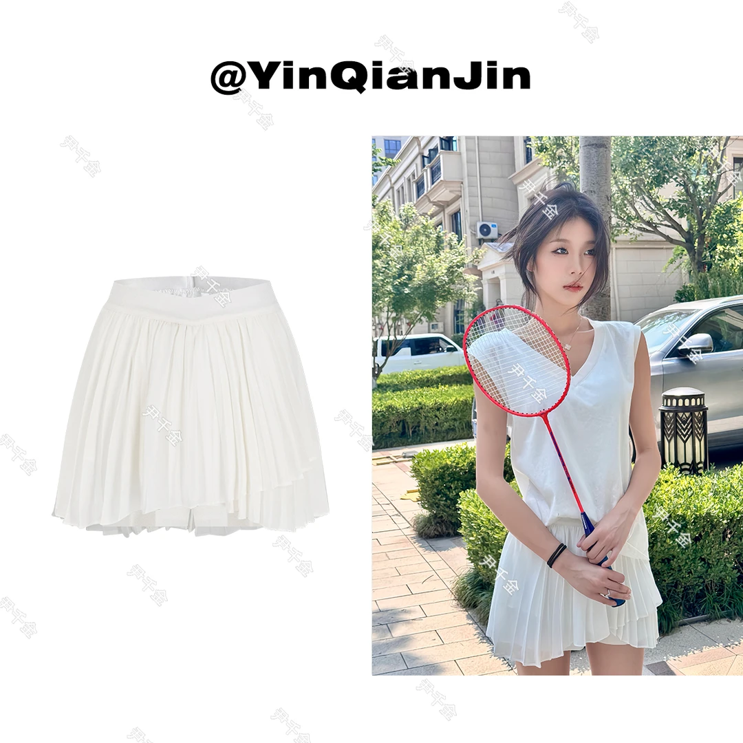 尹千金小摇子新号 夏款【网感少女】省钱风斜裁百褶裙裙裤Q240245