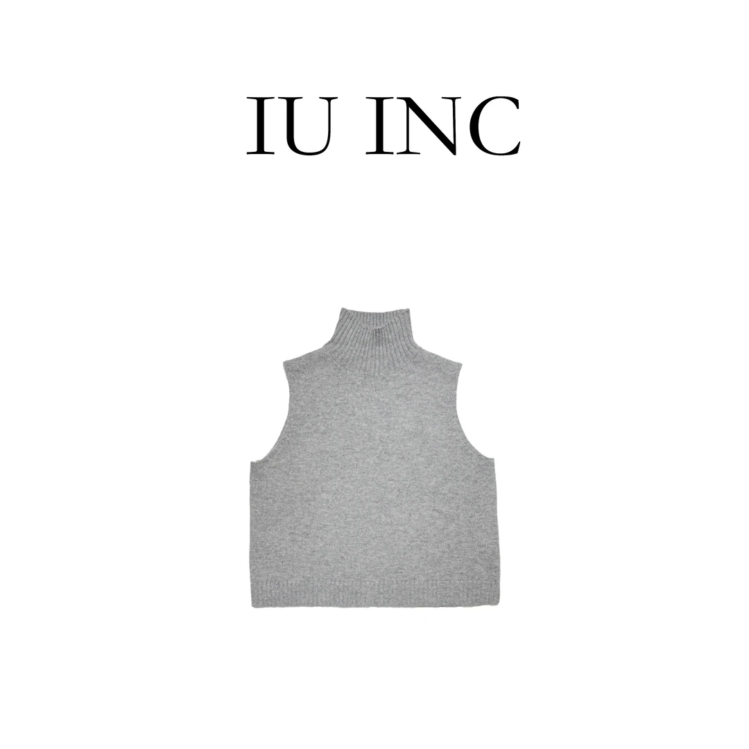 IU INC高领针织套头马甲时尚休闲保暖背心马甲