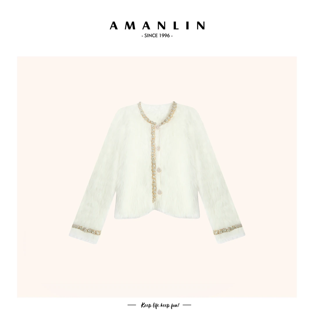 【AMANLIN】秋季新款设计感小众独特法式小香风毛衣590385