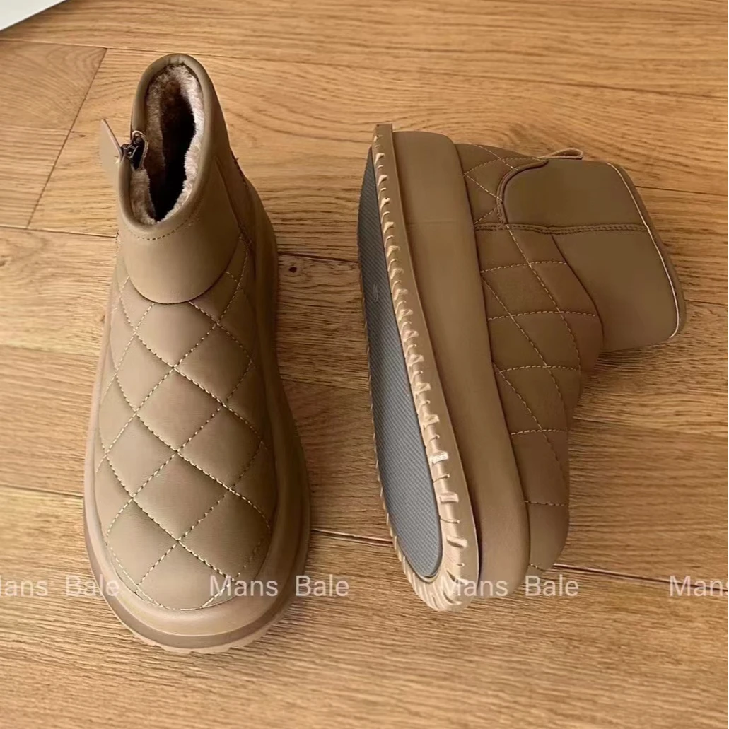 0520-773厚底雪地靴女冬季新款加绒保暖增高棉靴