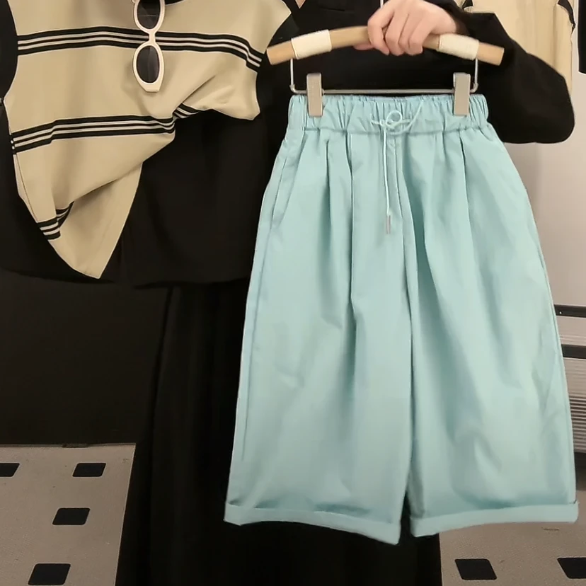 【两个小盆友】2025儿童夏季韩版条纹阔腿宽松中小童休闲长裤子2139