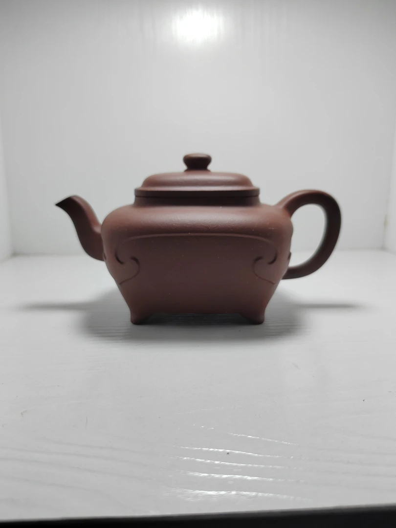 紫砂壶原矿底槽清全手工如意四方壶
