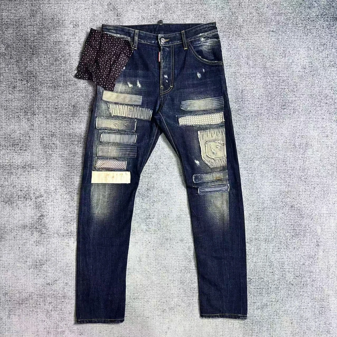 Dsquared2重工破洞补丁牛仔裤/秀款/44码/80腰围/99新