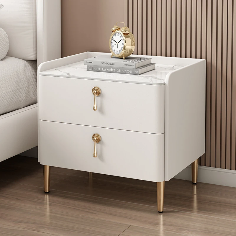 家具床头柜简约现代超窄轻奢岩板实木智能无线充电卧室床边床边柜