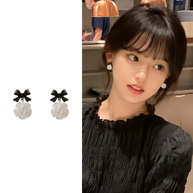合金耳饰 山茶花耳钉女耳环2023年新款潮小众设计感高级耳坠#2149
