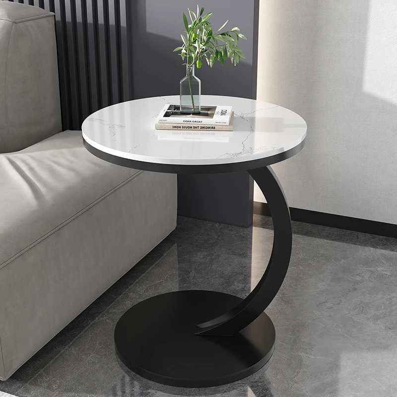 沙发边几简约意式轻奢岩板角几客厅创意可移动小圆桌小桌子小茶几