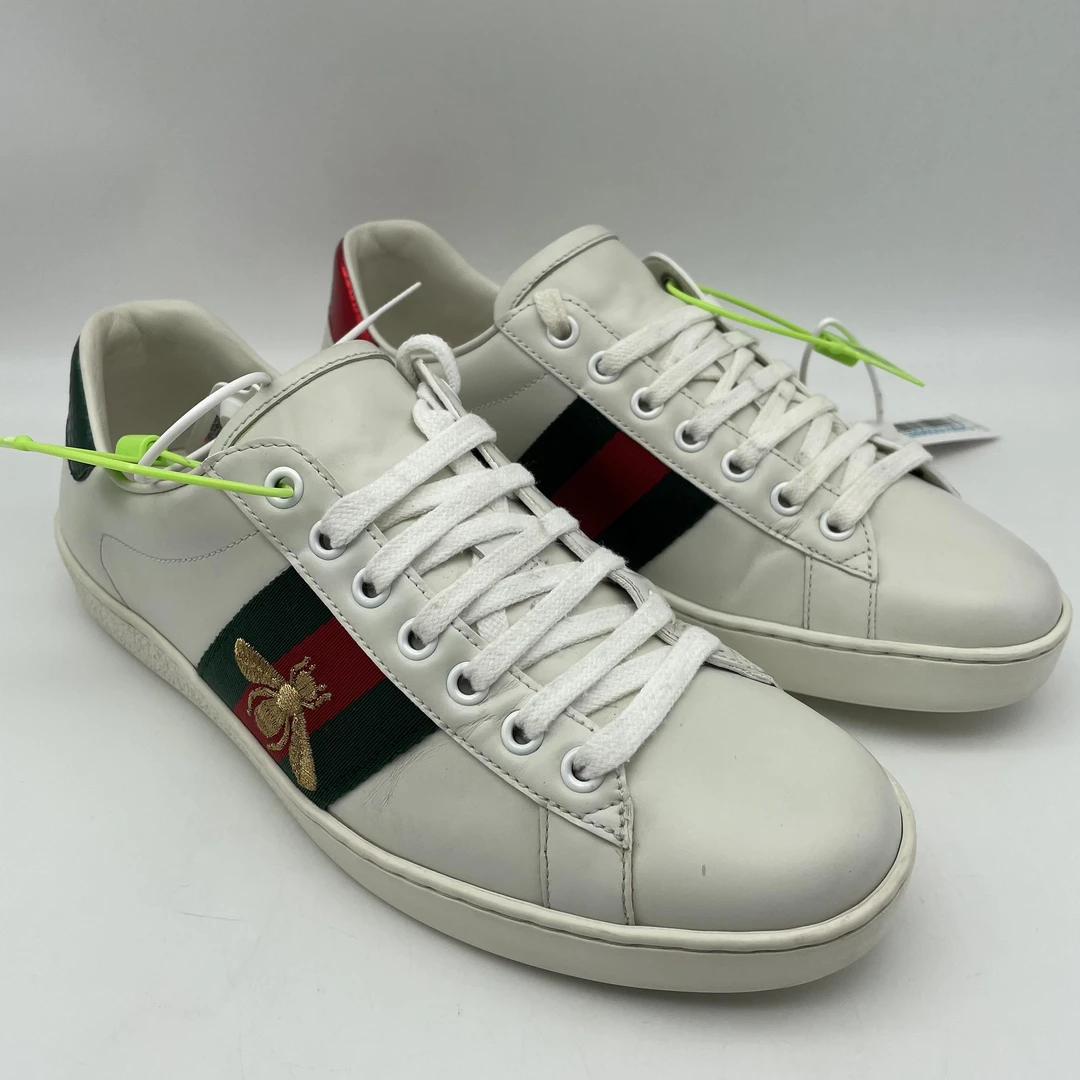 Gucci/古驰 二手 男士 白色蜜蜂经典休闲时尚板鞋/95新39欧码