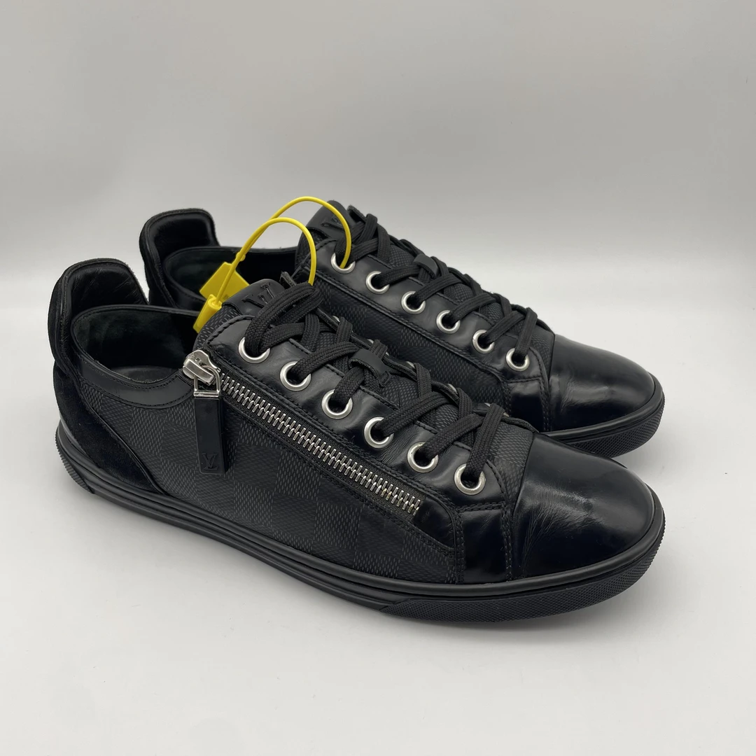 LouisVuitton/路易威登二手拉链款棋盘格时尚休闲板鞋/95新39码