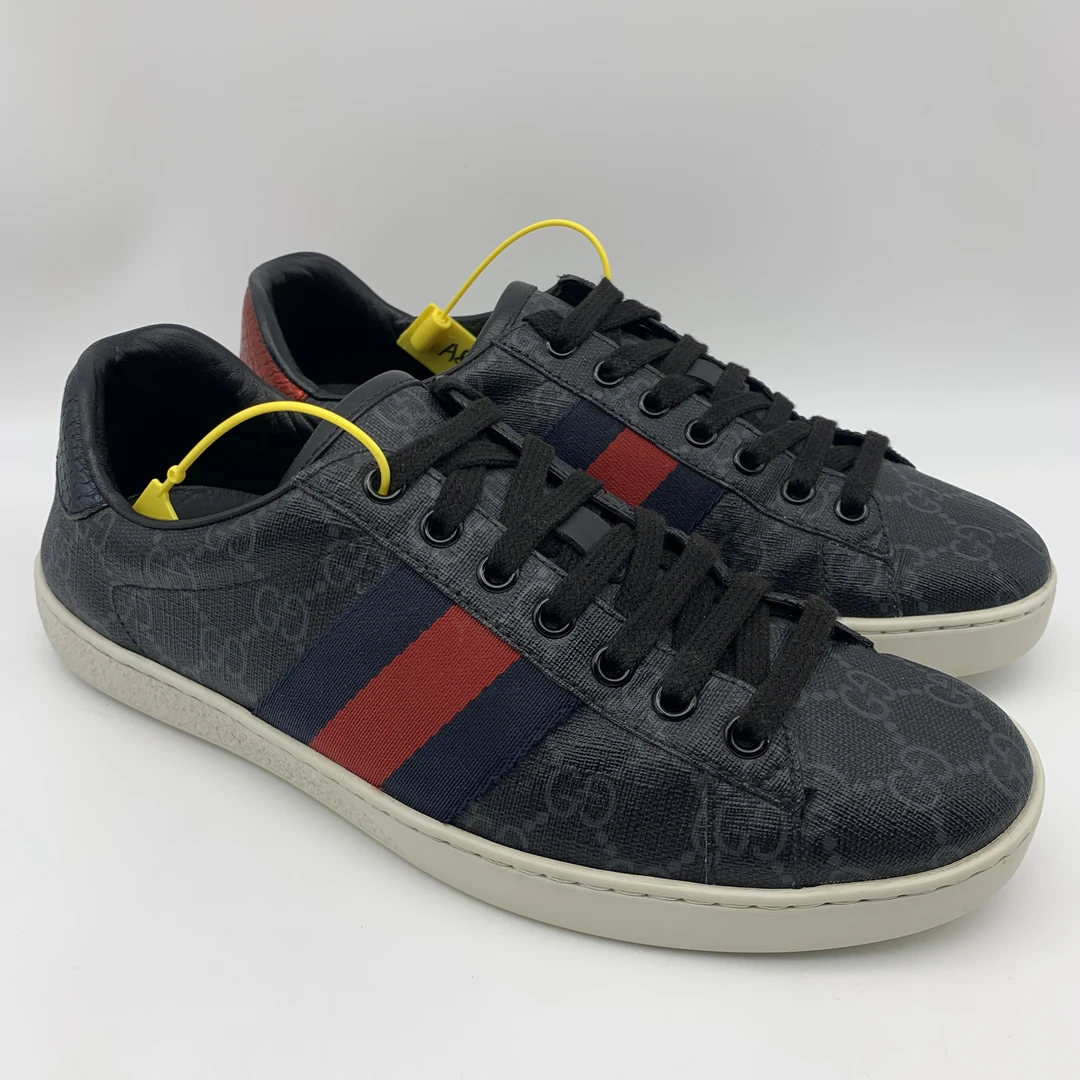 Gucci/古驰 二手男士织带双G老花时尚百搭板鞋/自定义95新38.5码