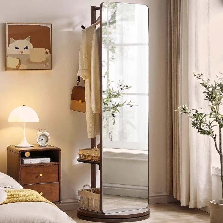 【璐小姐】实木旋转穿衣镜落地镜子全身镜客厅家用简约北欧衣服架