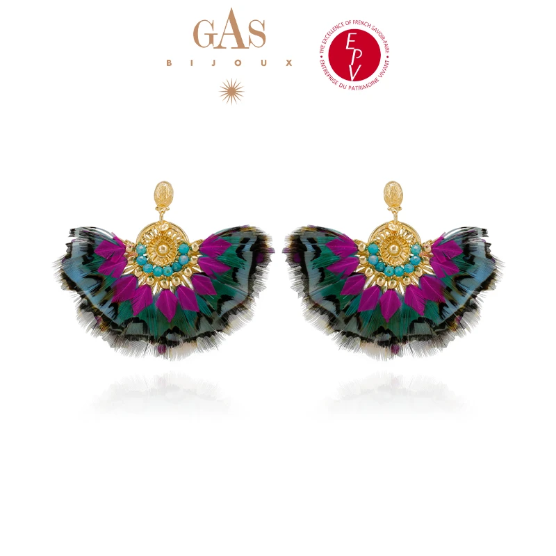 AZLOOK 耳环【法国进口】GAS BIJOUX 色彩之翼羽毛耳环