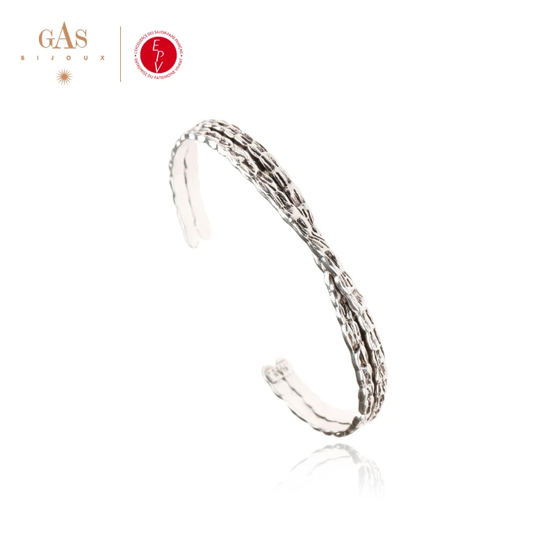 铜合金手镯 手镯 法国进口GAS BIJOUX男士系列雕刻纹理开口手镯